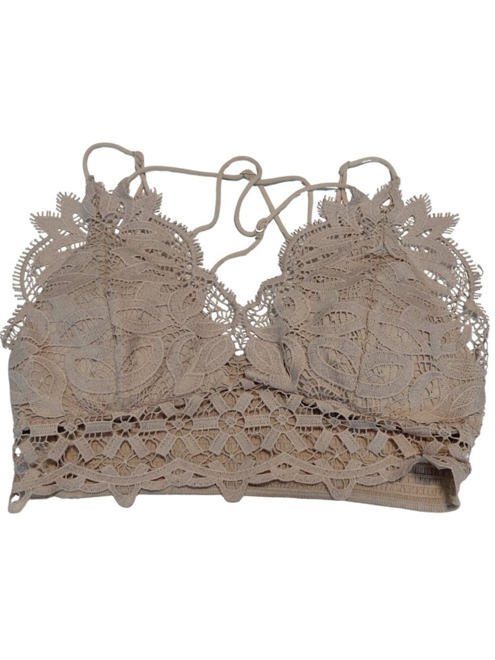 Rue 21 Beige Crochet Lace Longline Bralette Women's Size Large